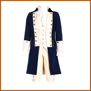 Men's Colonial Military Costume Polyester Fitted Blue Jacket